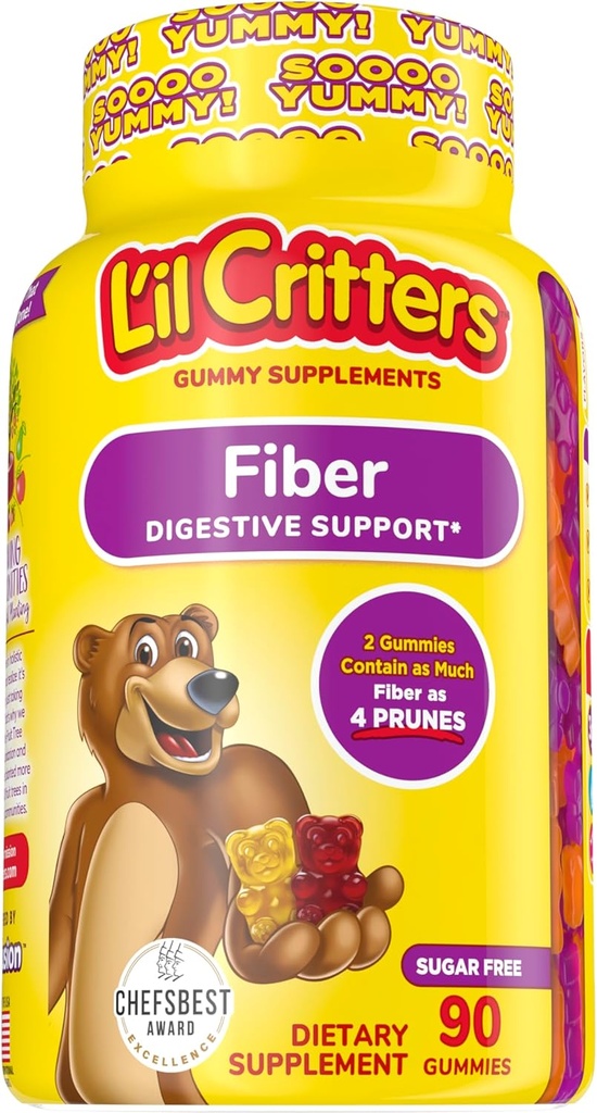L'il Critters 90 Fiber Gummy Supplement and ACT Kids 16.9oz Anticavity Fluoride Rinse Bundle 3