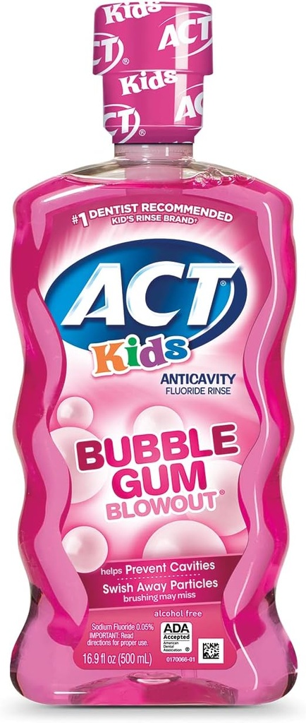 L'il Critters 90 Fiber Gummy Supplement and ACT Kids 16.9oz Anticavity Fluoride Rinse Bundle 6