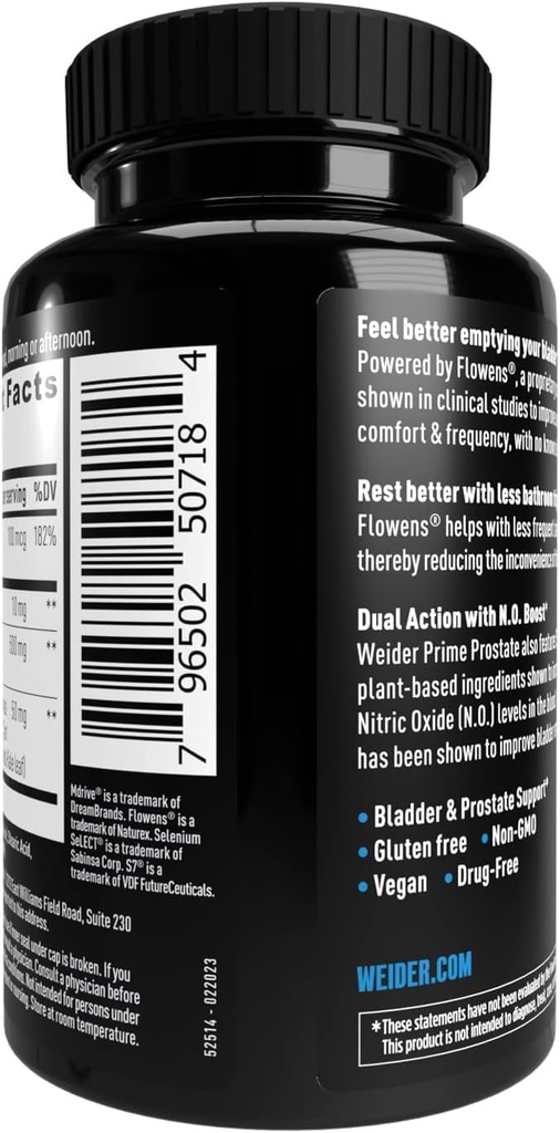 Weider Prime Prostate Health for Men, Dual Action with N.O. Boost, Promotes Flow and Normal Frequency, 60 Veggie Capsules 4