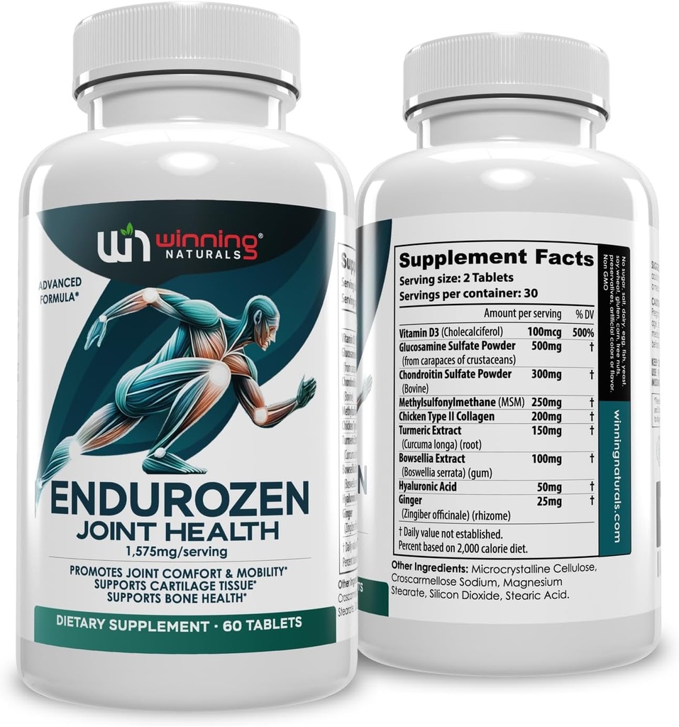 EnduroZen Joint Support Supplement Advanced Formula (60 tabs) - Glucosamine, Chondroitin, MSM, Turmeric| Joint Health & Mobility Support| Non-GMO| for Men & Women| Supports Cartilage & Flexibility 2