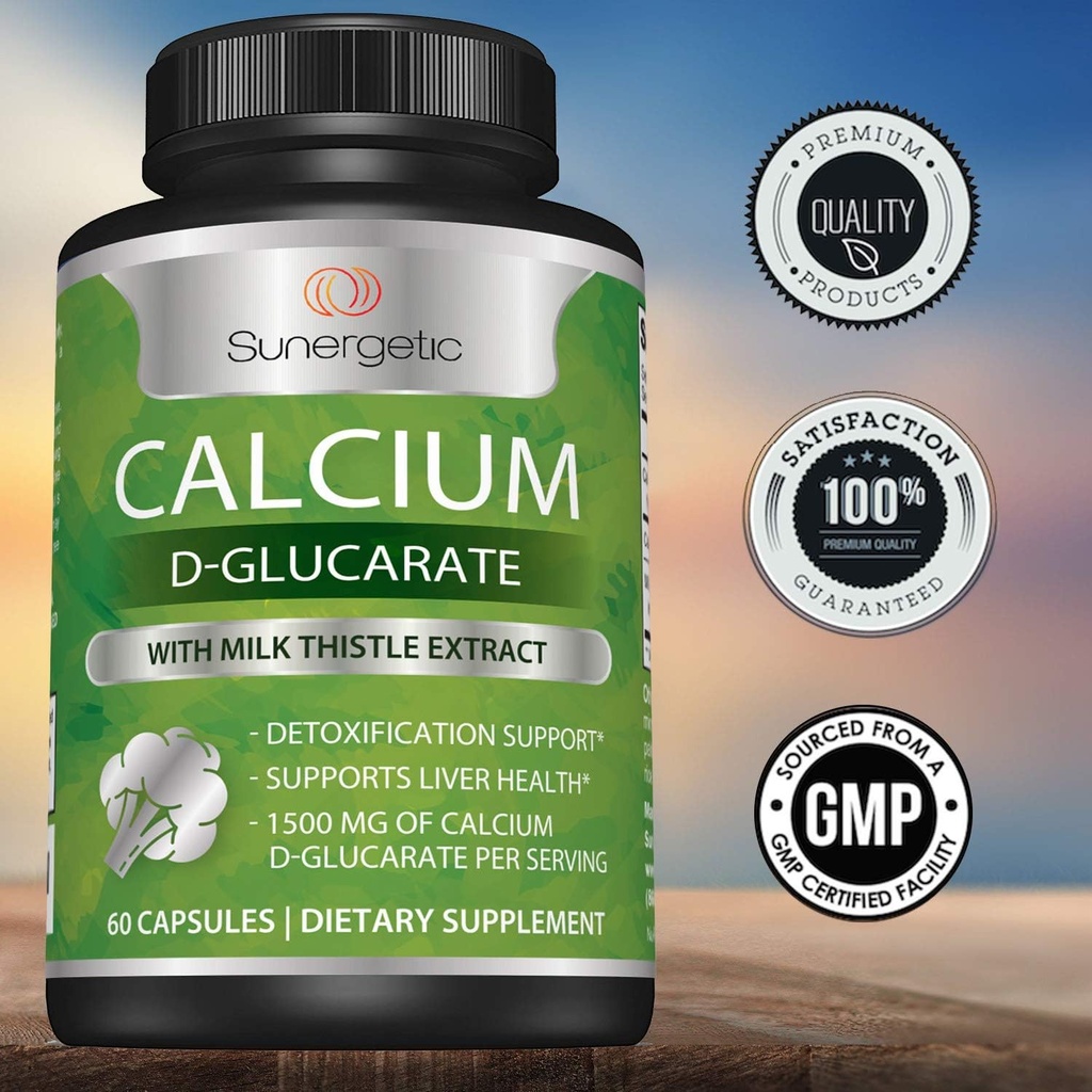 Sunergetic Premium Calcium D-Glucarate Supplement with Milk Thistle Extract - Calcium D-Glucarate for Liver Support & Detox Support – 500mg of Calcium D-Glucarate Per Serving – 60 Capsules 6