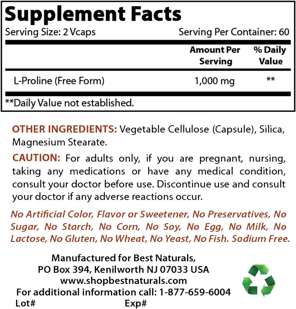 Best Naturals L-Lysine 500 mg & L-proline 500 mg 3