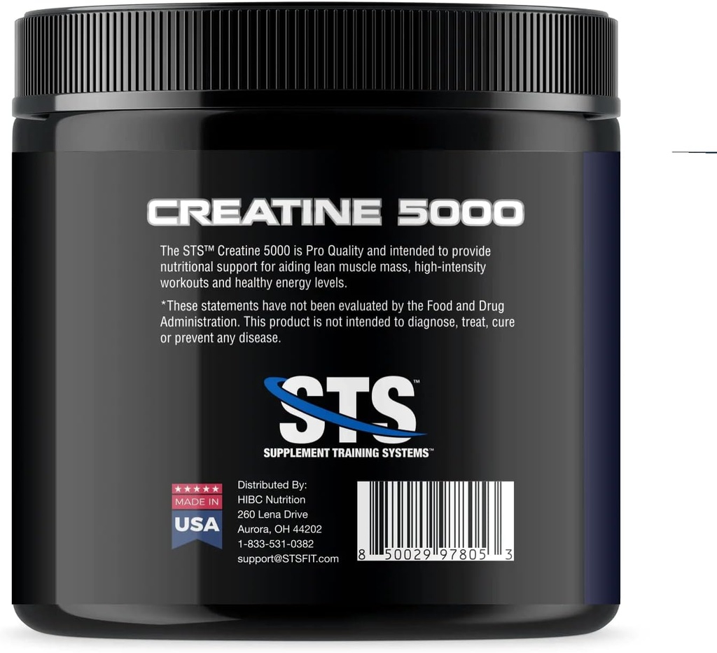 STS Creatine 300 Grams - 100% Pure Raw Creatine Monohydrate Powder, Pre-Workout, Post-Workout, Build Muscle and Stamina - 60 Servings - with Scoop 3