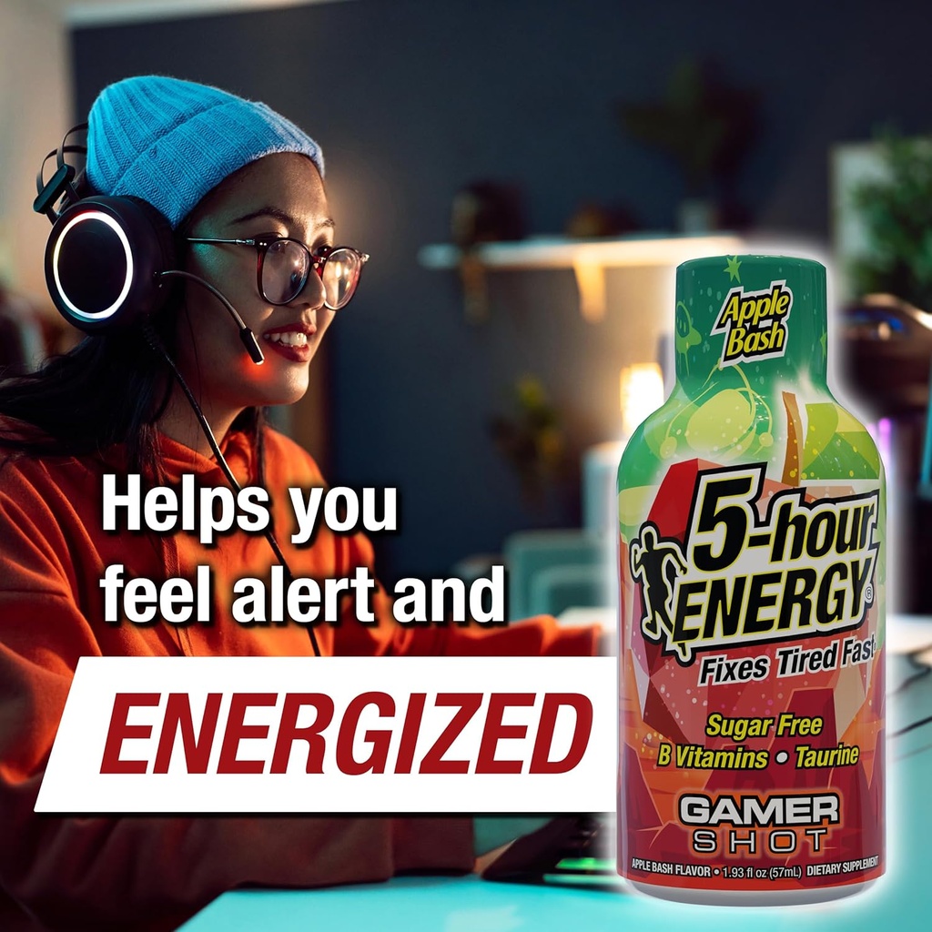 5-Hour Energy Gamer Shots Variety Pack, 30 Count (1.93 fl oz) - Extra Strength Apple Bash, Rocket Raspberry, Pineapple Charge Flavors 4