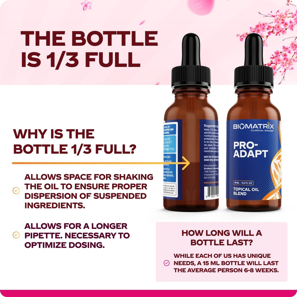 BioMatrix Progesterone, Micronized with Rice Bran Oil and Vitamin E | Bottle is 1/3 Full by Design Pro-Adapt 15 ml | 30-60 Day Supply 3