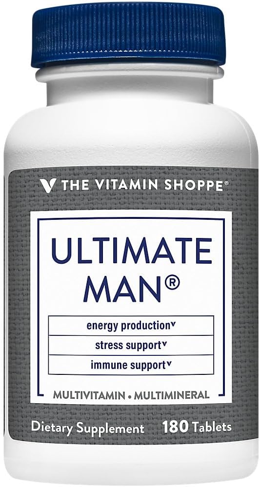 The Vitamin Shoppe Ultimate Man Multivitamin, High Potency Multi - Energy & Antioxidant Blend, Daily Multi-Mineral Supplement for Optimal Men's Health, Gluten & Dairy Free (180 Tablets) 2