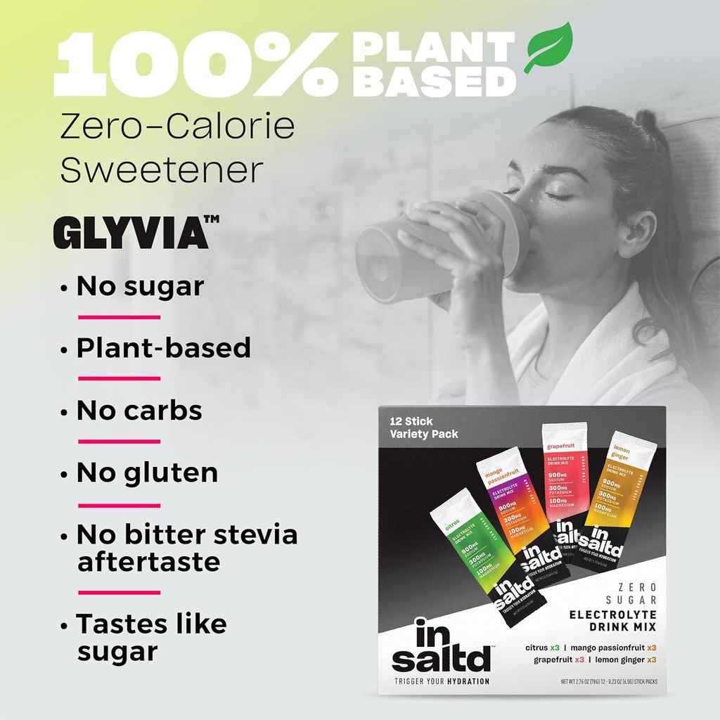 INSALTD™ Sugar Free Electrolytes Powder Packets with No Stevia Aftertaste | High-Potency Hydration Packets | Keto Electrolyte Drinks | Intermittent Fasting Drink Mix | 12 Pack (Variety Pack) 6