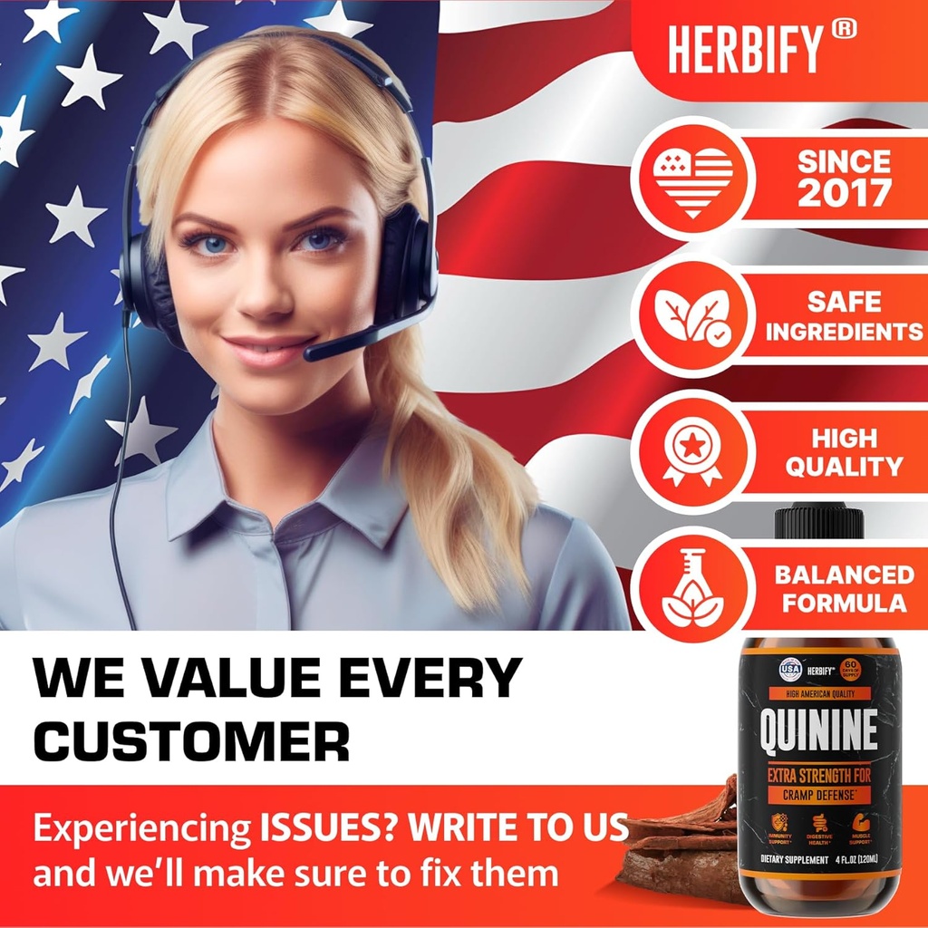 HERBIFY Quinine Tincture - Quinine Liquid Extract for Healthy Digestion - Quinine Cinchona Supplement for Better Absorption - US Made Product - for Men & Women 4oz (120ml) 6
