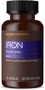 Elements Iron 18mg Capsules, Supports Red Blood Cell Production, Vegan (195 Count, 6 Month Supply) and   Elements Vegan Biotin 5000 mcg - Hair, Skin, Nails (130 Capsules, 4 Month Supply) 3