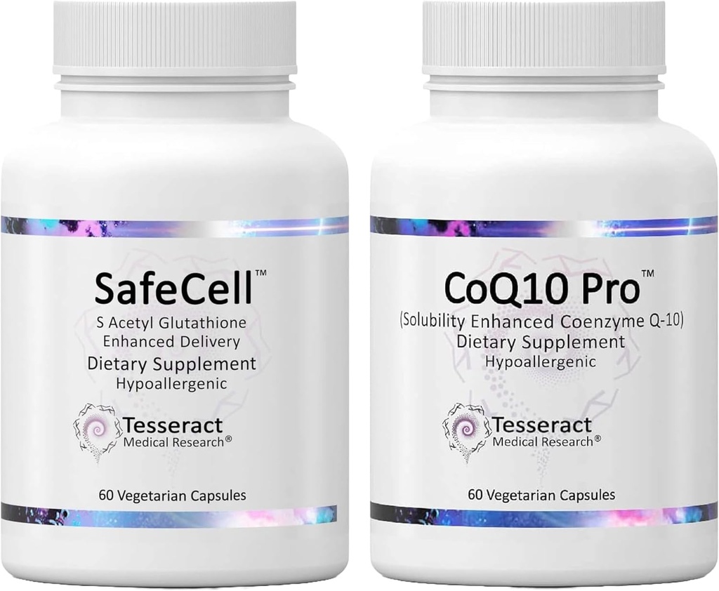 Tesseract Medical Research Master Antioxidant and Vitality Bundle, Glutathione Supplement for Neurological Support and Muscle Health, Hypoallergenic Formula 2