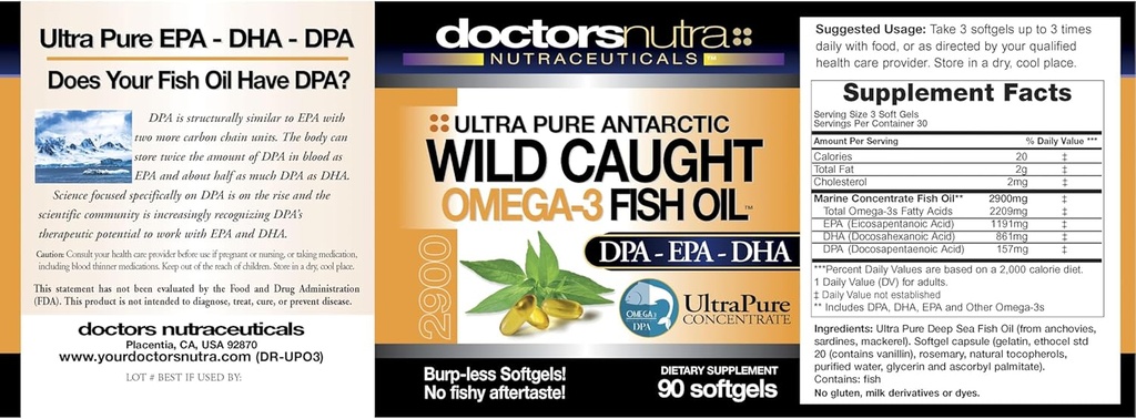 Natural Wild Caught Omega 3 DPA-EPA-DHA Fish Oil - 90 Softgel 4