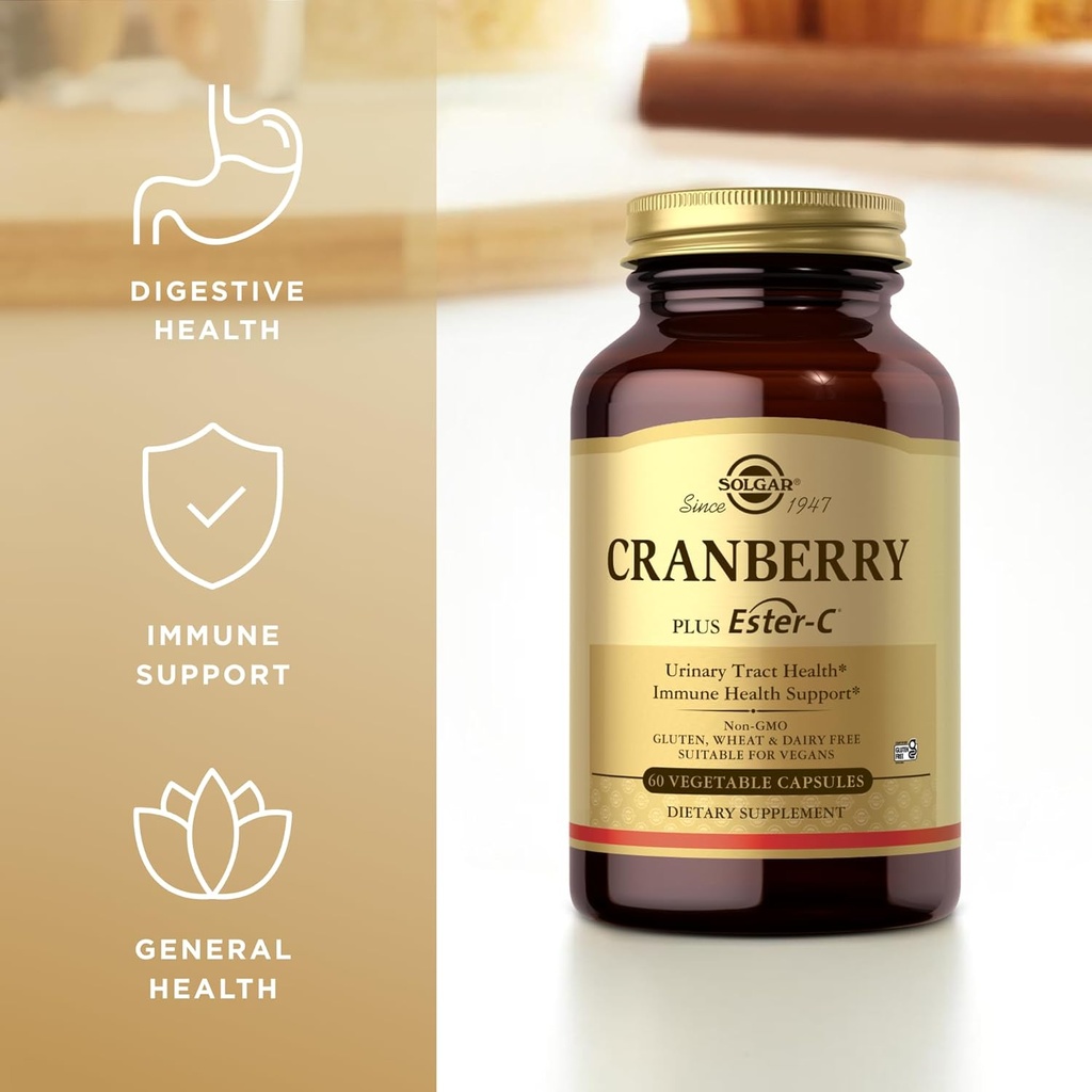 Solgar Cranberry Plus Ester-C - 60 Vegetable Capsules - Supports Urinary Tract & Immune Health - Non-GMO, Vegan, Gluten Free - 30 Servings 5