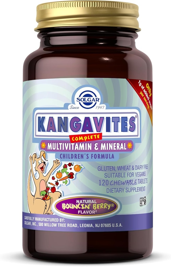 Solgar Kangavites, Bouncin’ Berry Flavor - 120 Chewable Tablets - Complete Multivitamin & Mineral Formula for Children - Vegan, Gluten Free 2