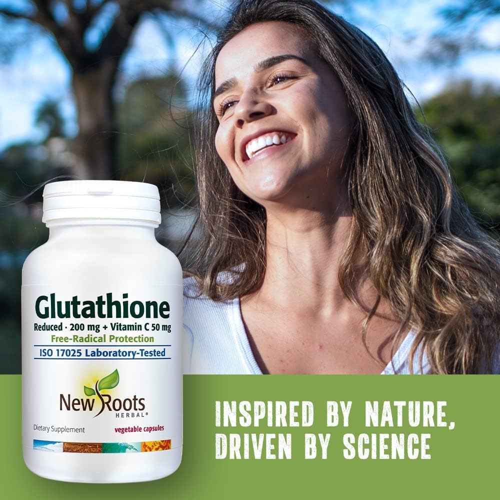 NEW ROOTS HERBAL Glutathione Supplement, 200 mg Reduced + Vitamin C (120 Veg Caps) | Free-Radical Protection | Gluten Free, Non-GMO Formulated and Made in Canada 5