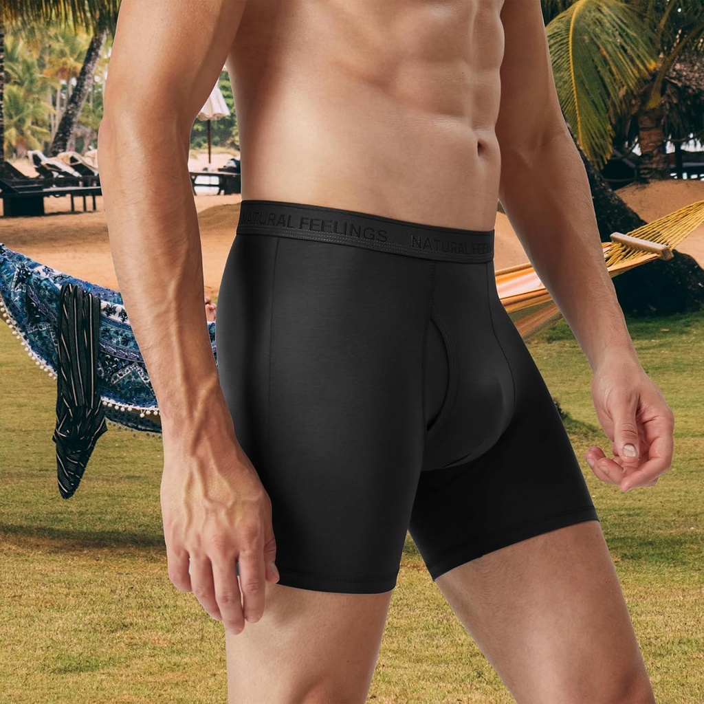 Natural Feelings Men's Underwear Viscose from Bamboo Boxer Briefs Underwear Pack for Men 4