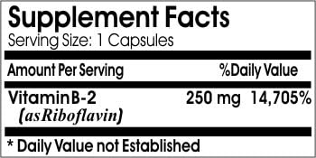 B-2 Vitamin 250mg ~ 100 Capsules - No Additives ~ Naturetition Supplements 3