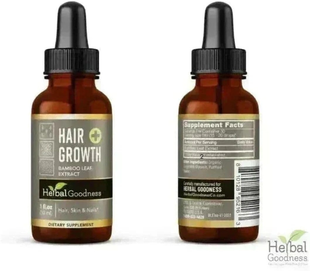 Hair Growth Plus 1oz - Bamboo Hair Product for Women and Men for Hair Growth with Collagen Supplements, Keratin - Hair Skin and Nails Vitamins for all Hair Types -1 Bottle 3