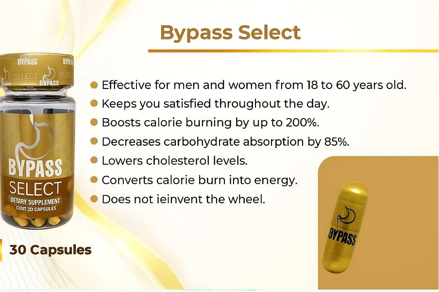 Bypass Select 2Pack de 30 Capsulas CADA uno - Tabletas de Bypass Select que destruye la grasa acumulada (2unidades) 3