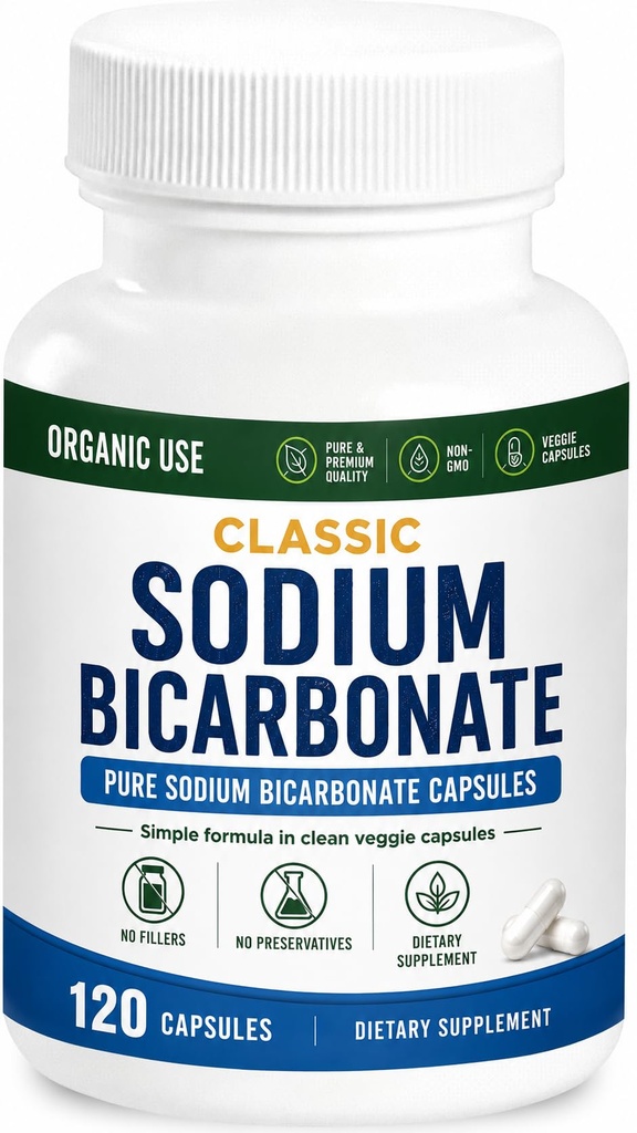 Klassieke natriumbicarbonaat 650mg natuurlijk biologisch gebruik Natriumbicarbonaat poeder pillen Natriumbicarbonaat tabletten (capsules) Maagzuur alkaliniteit 120 capsules