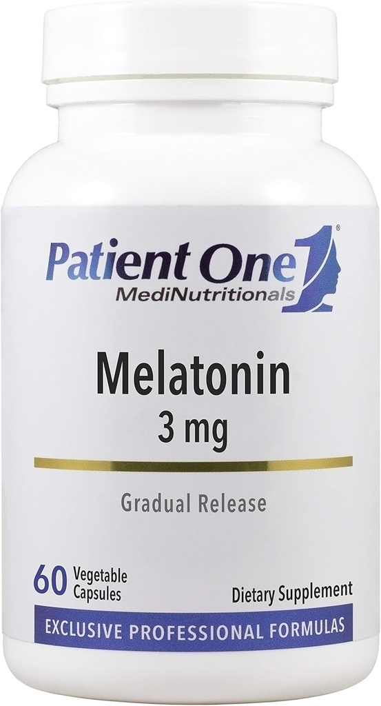 Patiënt One Melatonine 3 mg Uitgebreide Release Supplement ter ondersteuning van rustgevende slaap- en ontspannende pijnstillers