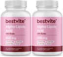 Alpha Lipoïnezuur 600 mg (per capsule) met Biotine om de absorptie te verbeteren (240 Vegetarische Capsules) (2 x 120) Geen Fillers - Geen Stearates - Geen stroommiddelen