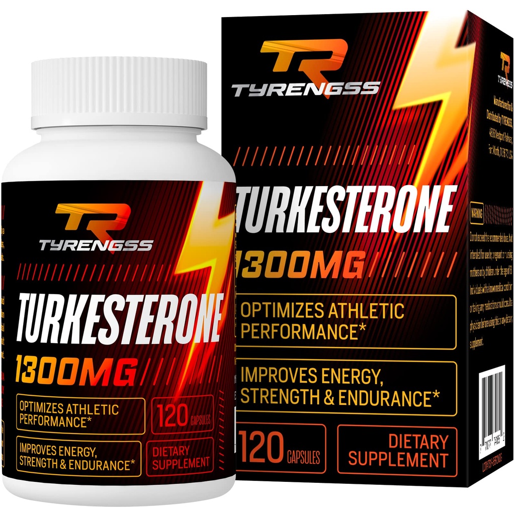 Testosteron Booster, Turkesterone Supplement 1300mg Ultra High Strength (Ajuga Turkestanica Extract Std. tot 20% Testosteron), voor Athletische prestaties en spiermassa,120 capsules