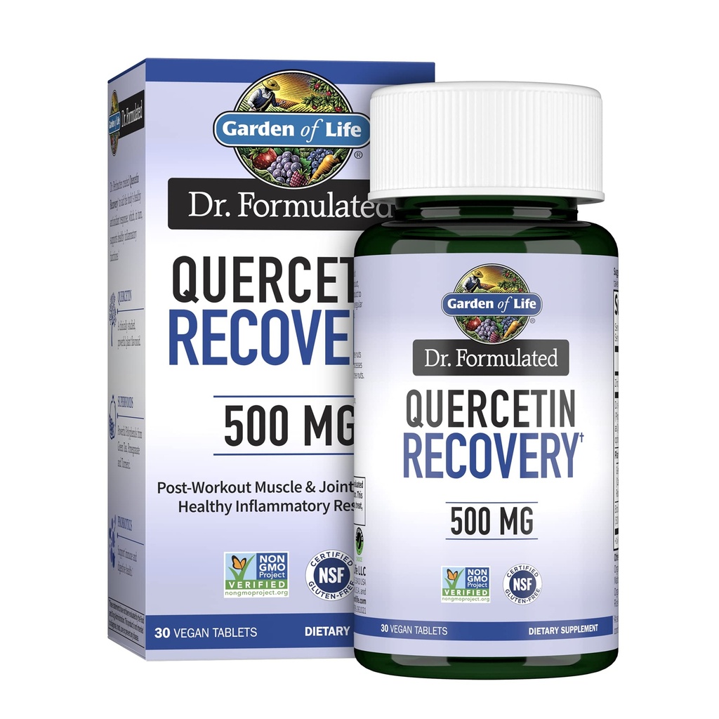 Garden of Life Quercetin Après l'entraînement Récupération avec Zinc, Turmeric et Thé Vert – Dr Formulé – Réponse Inflammatoire saine et soutien conjoint - Sans gluten et non OGM – 30 comprimés