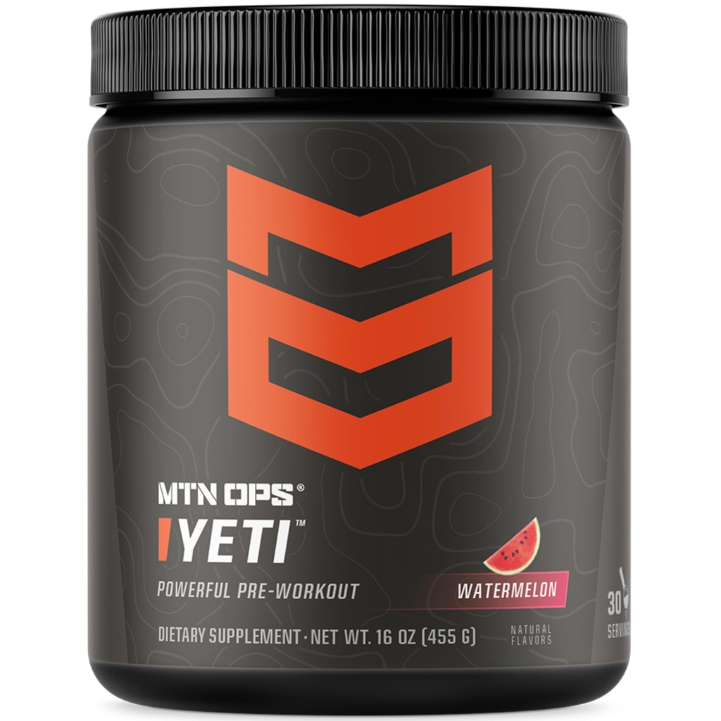 MTN OPS Yeti Pre-Workout Powder Energy Drink met Creatine, 200mg Cafeïne & BCAA's met Beta Alanine, 30-Serving Tub, Watermeloen