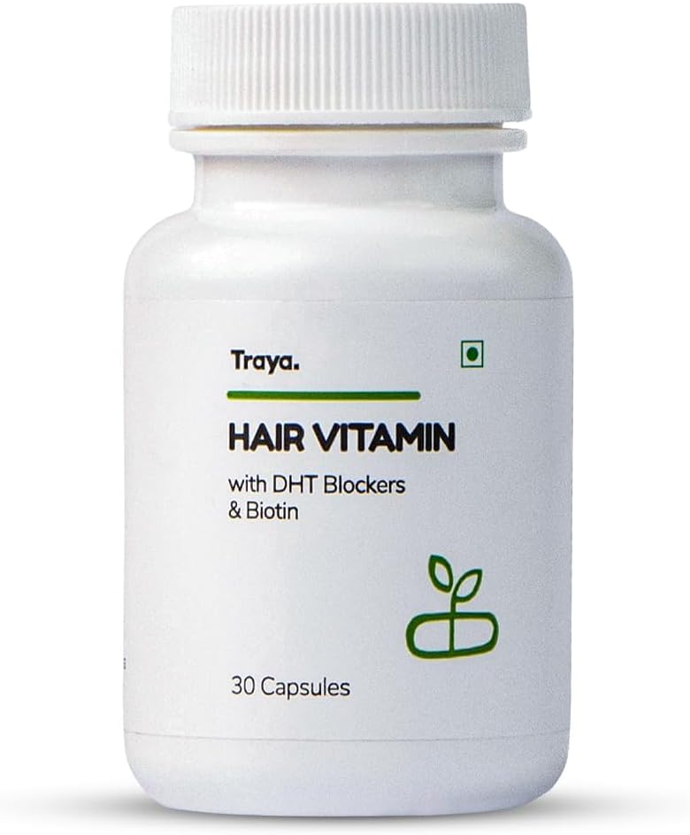Sheltr Vitamines capillaires Capsules, naturel DHT Blocker & Biotine Capsules pour la croissance des cheveux, le contrôle des chutes de cheveux, contient 12 mcg Biotine, vitamine, fer, Omega 3 & Bhringraj (30 multivitamines pour les cheveux)