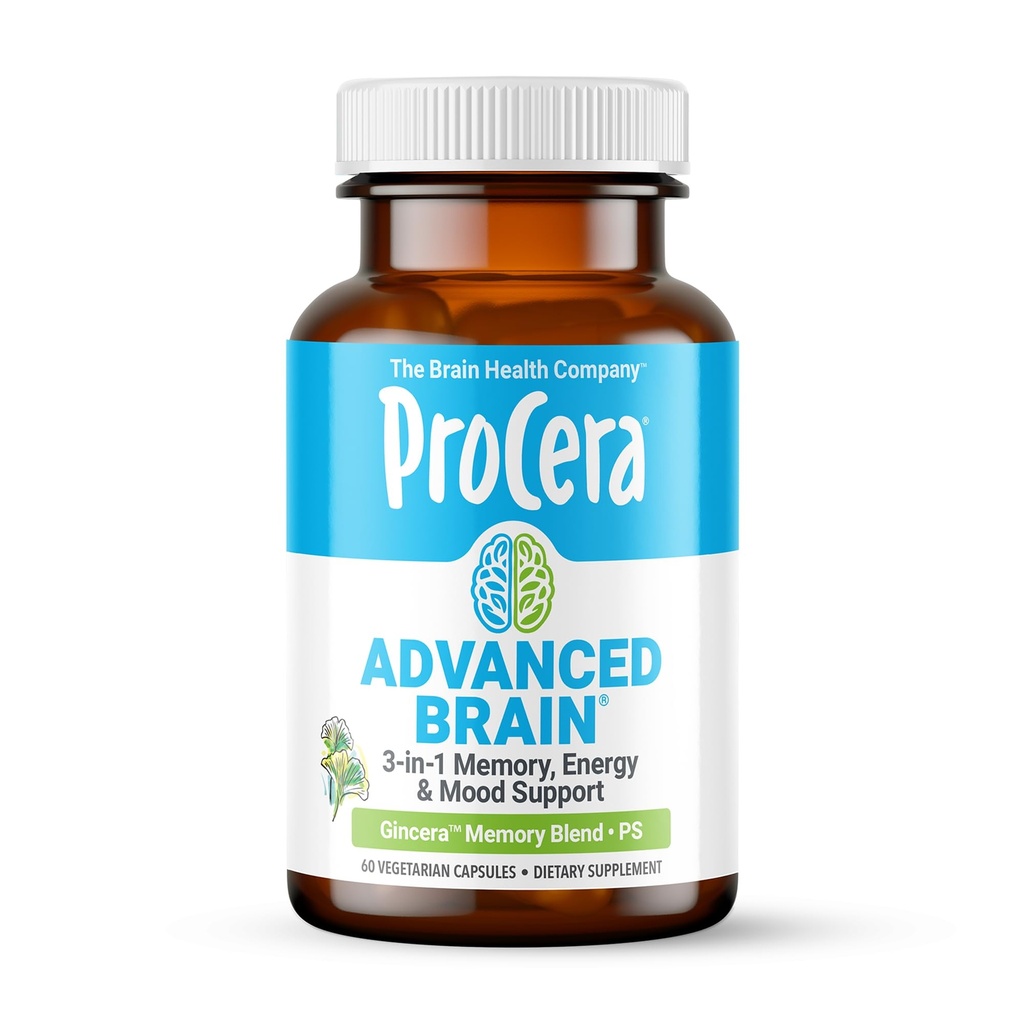 Procera Advanced Brain - Fast Acting - Ingrediënten Ondersteund door 100+ Studies - Verbeteren Geheugen, Herinneren - Concentratie - Clears Mist - Mentale Clarity - Langzaam Cognitive Decline - 60 Tellen