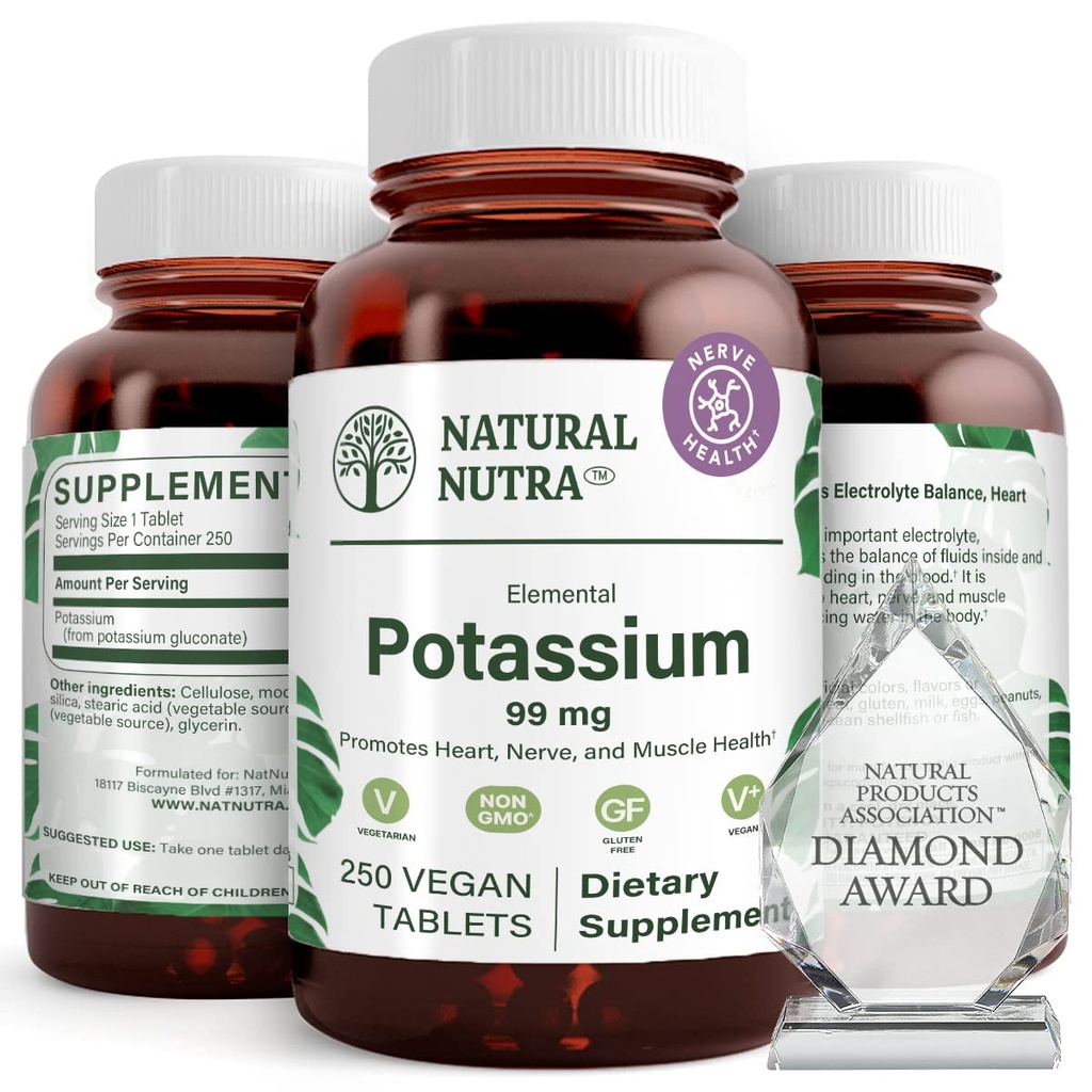Natuurlijke Nutra Elemental Kalium Gluconaat 99 mg Dieetsupplement 