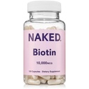 NAKED Biotin 10.000 mcg - Max sterkte vitamine B7 supplement voor gezond haar, huid en nagels ondersteuning - Non-GMO, Glutenvrije, Veganistisch - Ondersteunt Keratine productie - 120 capsules