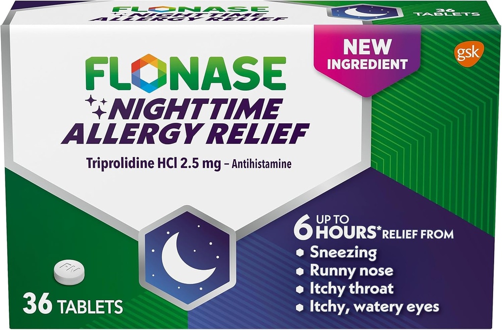 Flonase Nighttime Allergie Relief Tablets, Tot 6 Hours of Allergie Medicine - 36 Coated Tablets