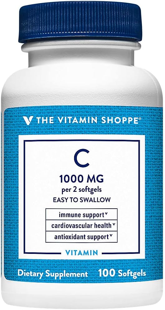 De vitamine Shoppe Vitamine C 1000MG, gemakkelijk doorslikken, Antioxidant dat Immune en Cardiovasculaire Gezondheid ondersteunt (100 Softgels)