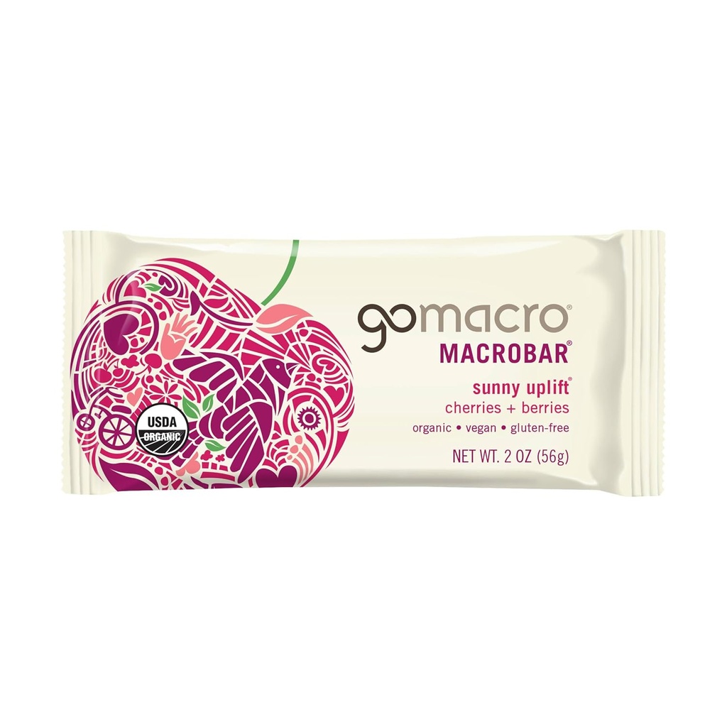 Gomacro, Bar Sunny Uplift Kersen Bessen Biologische, 2 Ounce