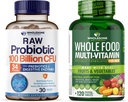 Biologische Probiotica 100 miljard CFU, Dr Geformuleerd voor vrouwen en mannen + Geheel voedsel Multivitamine voor mannen, Natuurlijke Multivitaminen, Mineralen, Biologische Extracten Bundel