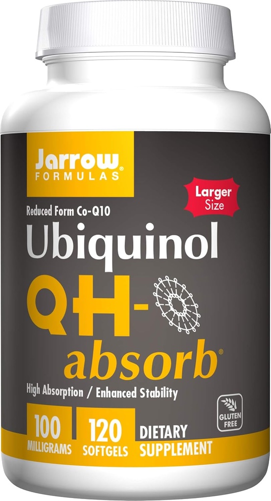 Jarrow Formulas QH-absorb 200 mg - 120 Softgels - High Absorptie Co-Q10 - Active Antioxidant Form of Co-Q10 - Ondersteunt Mitochondriale Energie Productie en Cardiovasculaire Gezondheid - Tot 120 porties