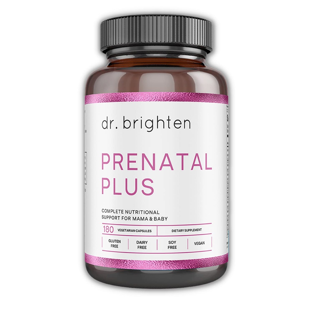 Dr. Brighten Prenatal Plus - Vrouwen Formulatie, Actieve B Vitaminen, Mineralen, Antioxidanten voor zwangere of verzorgende moeders, Niet-GMO Veganist, Geen Gluten, Geen soja - 180 Capsules