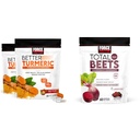 Facteur de force Mieux Turcuma 120 Chews doux et total de betteraves 60 Chews doux pour la santé articulaire et cardiaque