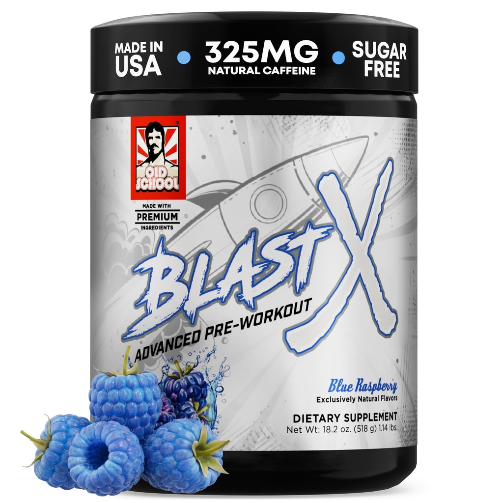 Oude school Labs Blast X Advanced Pre Workout Powder, Intense Energy Booster Preworkout voor mannen en vrouwen