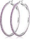 925 Boucles d'oreilles en Argent Sterling Grandes boucles d'oreilles en strass Boucles d'oreilles en strass Big Cubic Zirconia Boucles d'oreilles en strass mince Boucles d'oreilles en strass rond pour femmes 20/30/40/50/60/70mm Sparkly Hoops avec des cristaux pour les femmes