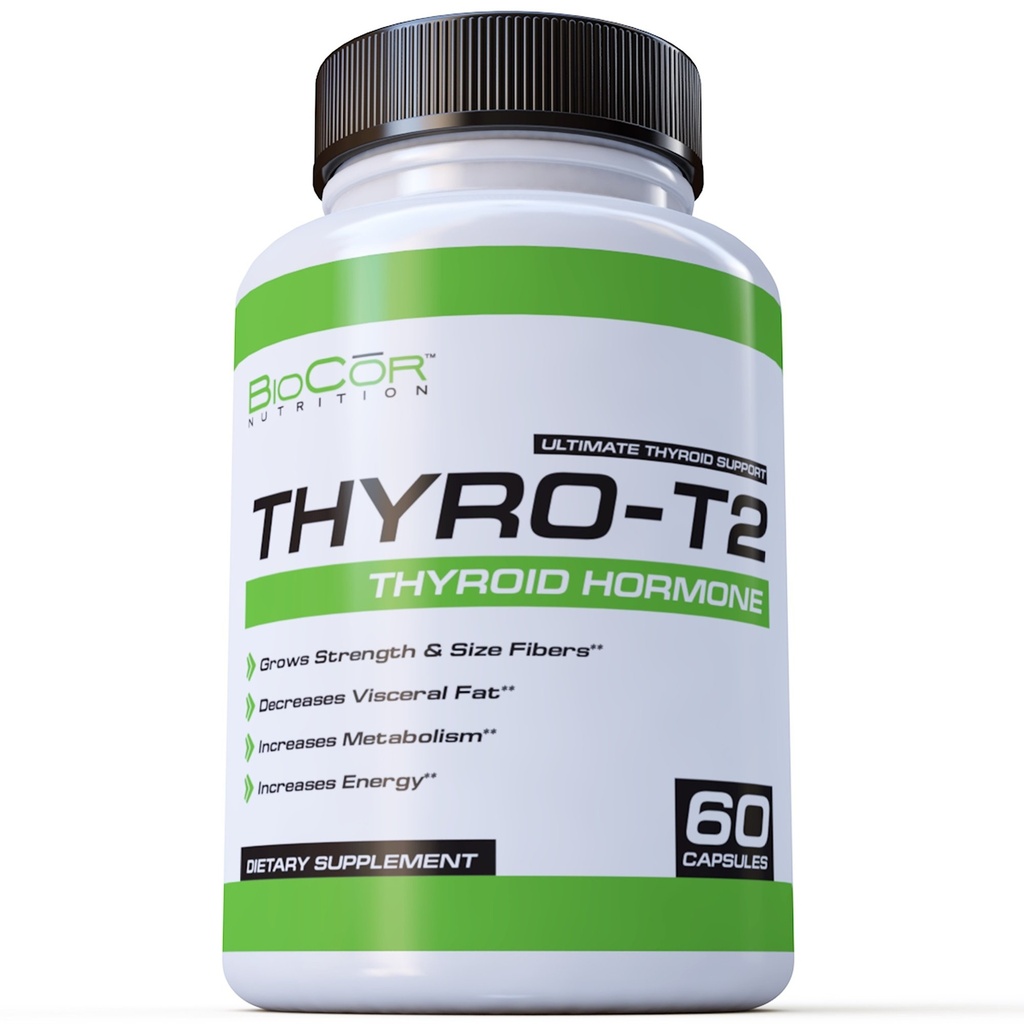 BioCor Nutrition Thyro-T2 Thyroid Hormone Fat Burner Supplement - Boost Metabolisme en verlies van gewicht (60 capsules - 1 maand levering)