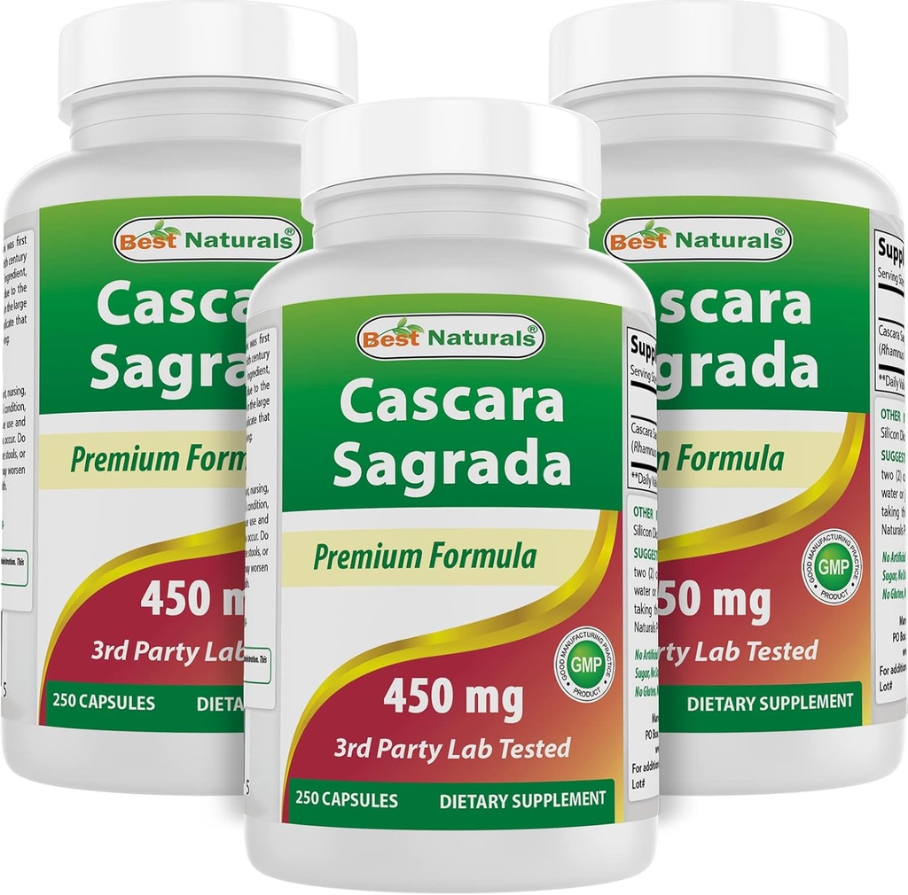 Best Naturals Cascara Sagrada 450 mg 250 capsules (250 telling (verpakking 3))