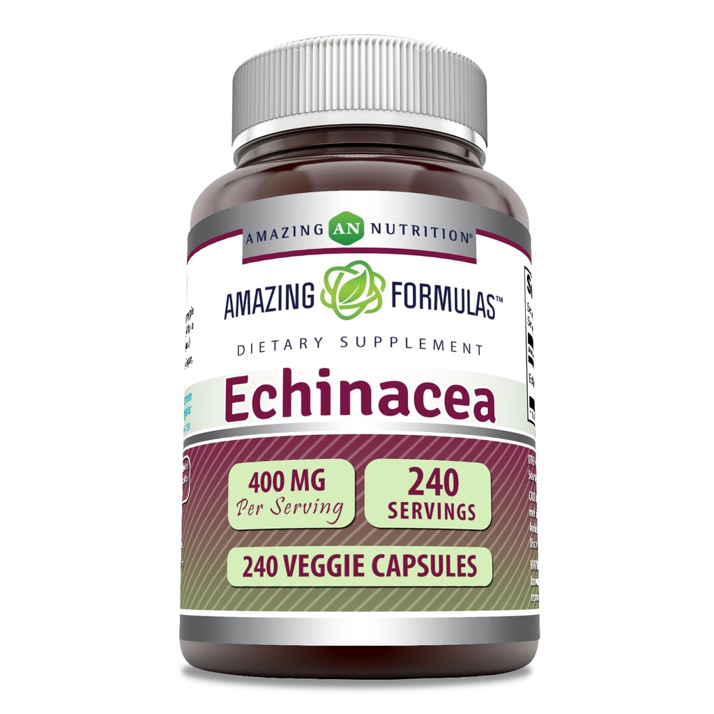 Amazing Formulas Echinacea Supplement | 400 Mg per Serving | 240 Veggie Capsules | Non-GMO | Gluten-Free | Made in USA