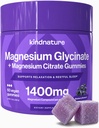 KINDNATUUR Magnesium Glycinate & Citrate Gummies Calm Magnesium Complex for Sleep, Stress, Cramps & Digestion &amp; Kauwbare Vegan Magnesium Supplement for Women, Teens, Volwassenen 60 Ct