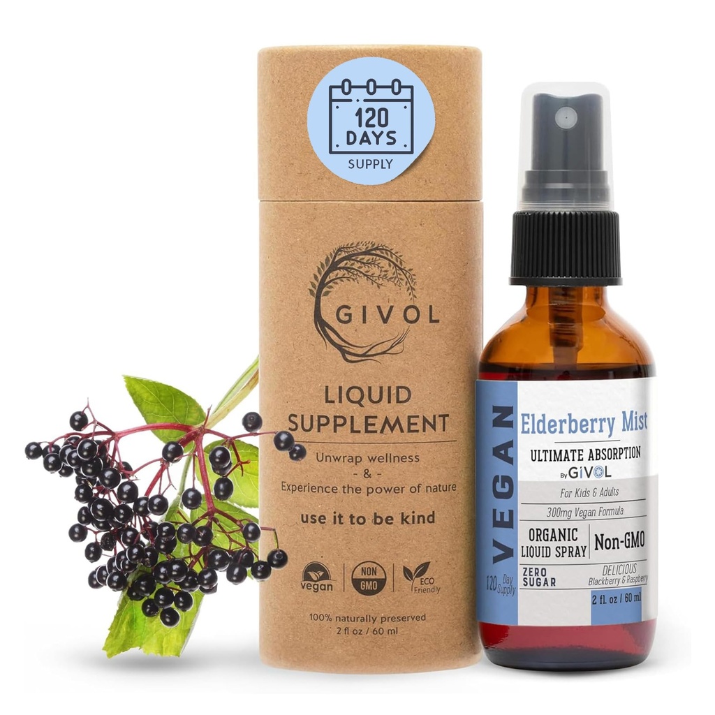 Arrosage biologique de la mûre aînée (Sambucus Nigra) Extrait liquide – Augmentation de l'Immune par la force supplémentaire pour les enfants et les adultes – hauts niveaux de flavonoïdes, absorption facile, non-OGM, végétalien – 120 jours d'approvisionnement