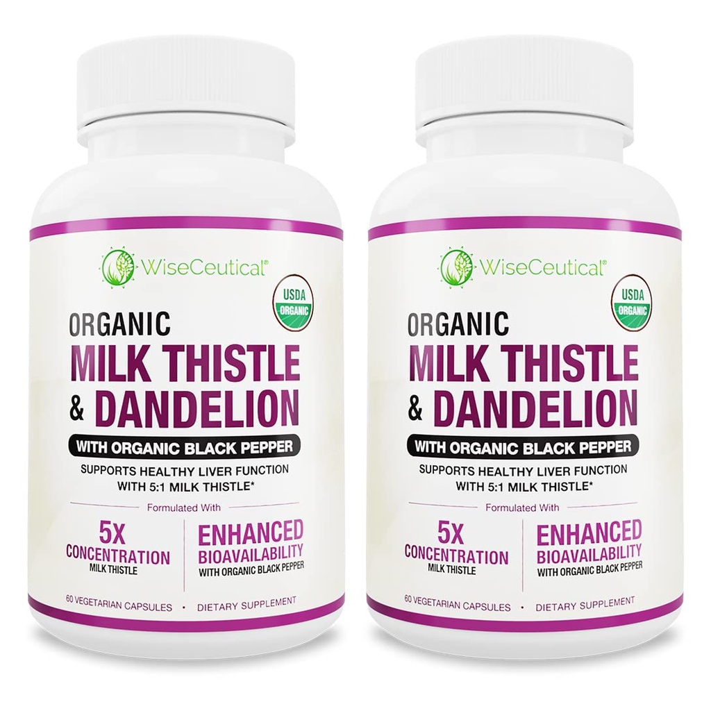 Max Absorptie USDA Biologische Melkdistel Potent 5:1 Geconcentreerd Extract (2000mg Kracht) & Biologische Dandelion Root 