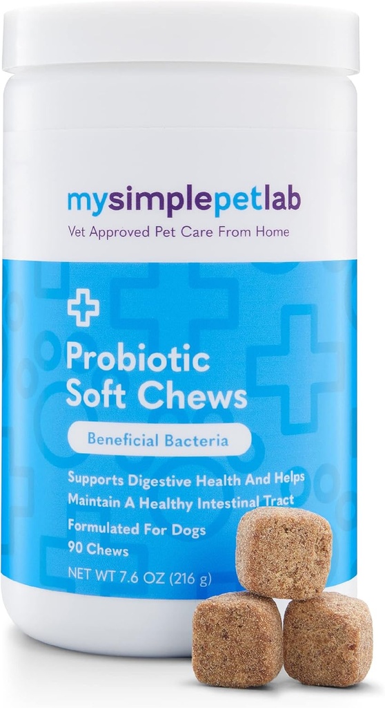 MySimplePetLab Honden Probiotica, 5-stam Probiotische Blend, Gezonde Huisdier Kauwen, Ondersteunt Digestieve Gezondheid, Gut Functie, Immune System, Smakelijke Probiotische Zachte Kauwen voor Honden, Dagelijkse Supplement