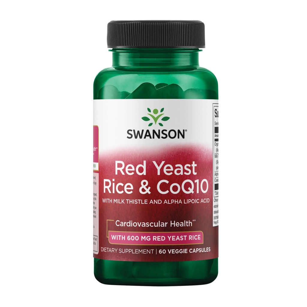 Swanson Traditionele Rode Gist Rijst & CoQ10 met melkdistel en Alpha Lipoïnezuur 60 Veg Capsules