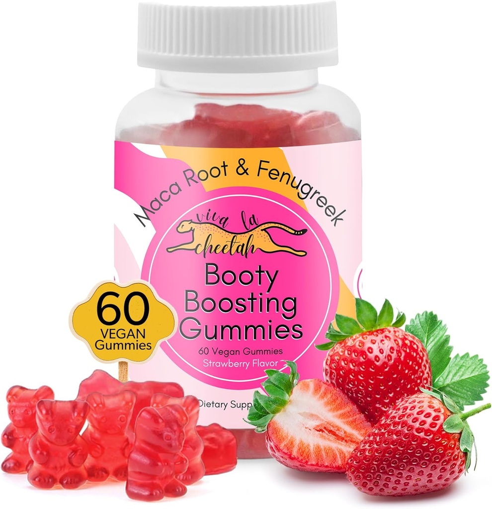 Booty verbeteren Gummy Supplement, Big Butt Enhancer, Workout Ondersteuning, Multivitamine voor vrouwen, Natuurlijke Glute Boost Vitaminen voor een Curvy Shape & Max Gains, 60 Vegan Gummies